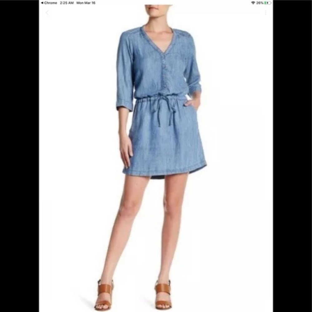 MICHAEL STARS Chambray Drawstring Dress - Size  M